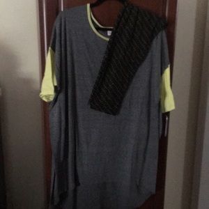 Grey yellow sleeves dress w/grey-yellow leggings